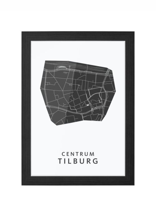 centrum wijkkaart tilburg ingelijst in zwarte lijst