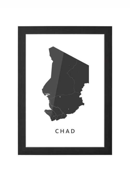 chad landkaart poster ingelijst in zwarte lijst