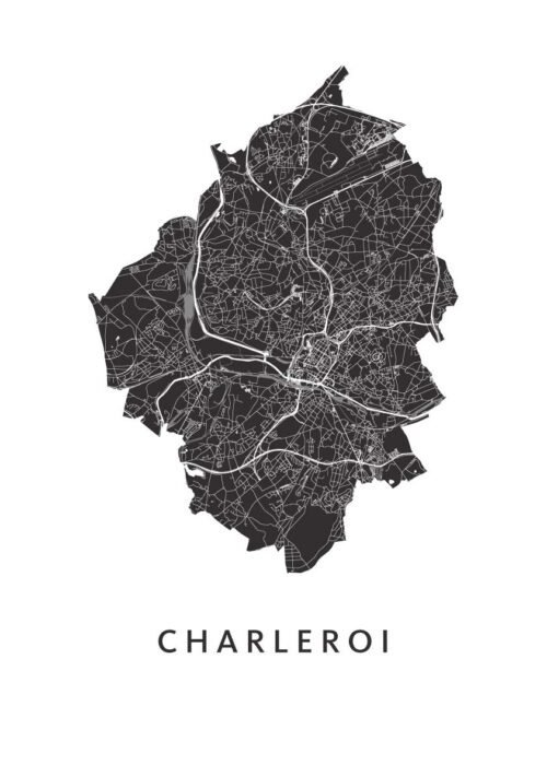 Charleroi White Stadskaart Poster Kopen