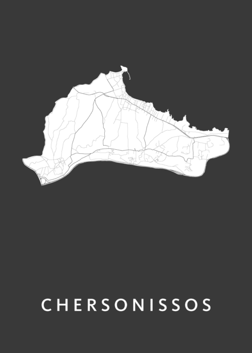 Chersonissos Black Stadskaart Poster Kopen