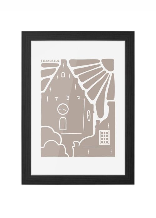 commandeurshuisje icoon print poster ingelijst in zwarte lijst
