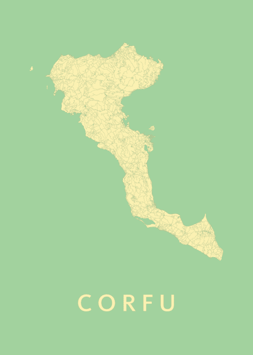 Corfu Spring Eilandkaart poster