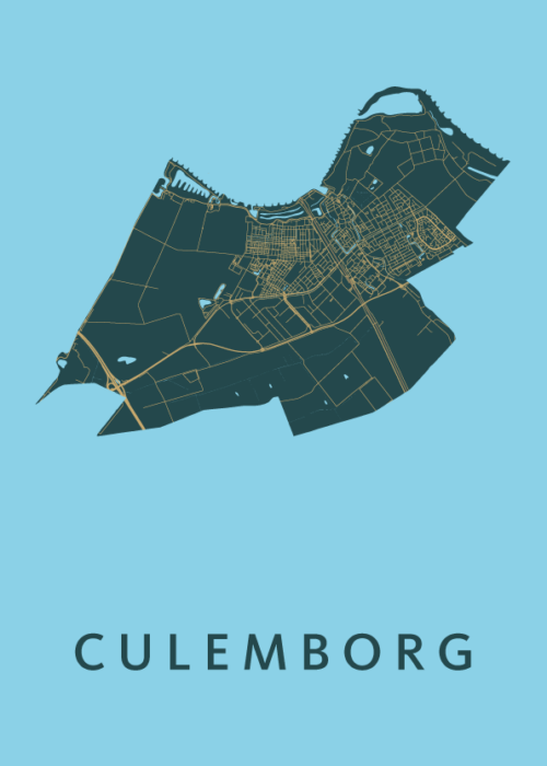 Culemborg Stadskaart poster Azure