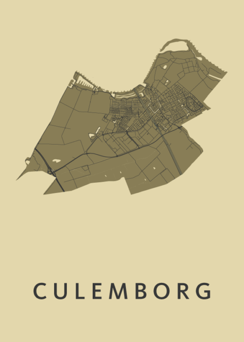 Culemborg Stadskaart poster GoldenRod