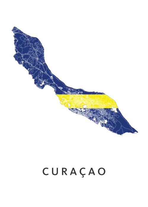 Curaçao Landkaart Poster met Landvlag