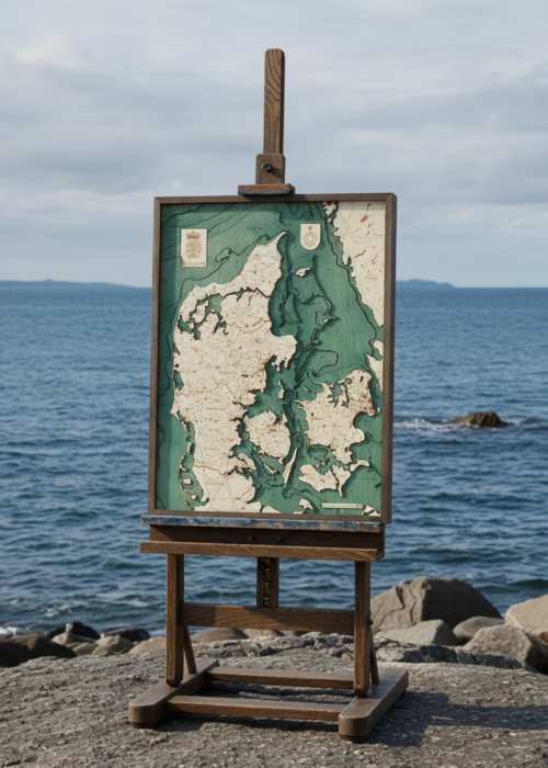 Denmark 3D Reliëf Wandkaart van hout - Versie L