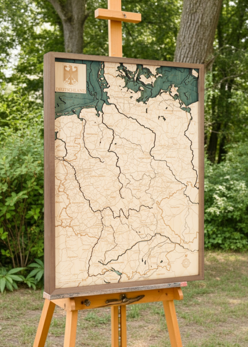Deutschland 3D Reliëf Wandkaart van hout - Versie L