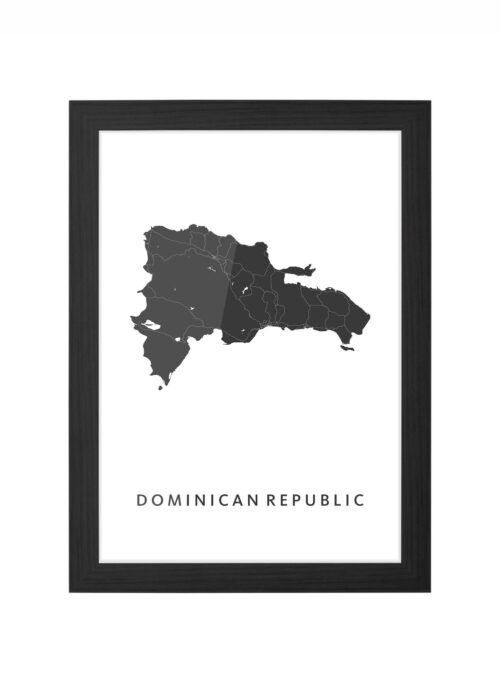 dominican republic landkaart poster ingelijst in zwarte lijst