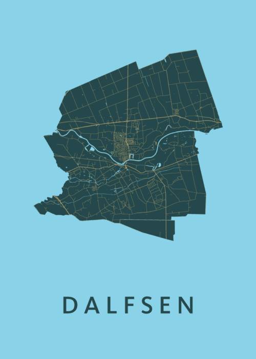 Dalfsen Azure Stadskaart Poster Kopen