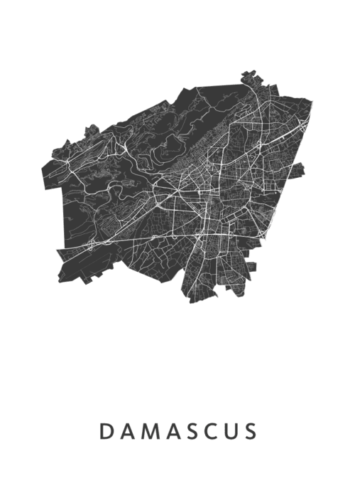 Damascus Kaart Poster