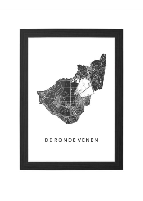 de ronde venen gemeentekaart regiokaart poster ingelijst in zwarte lijst