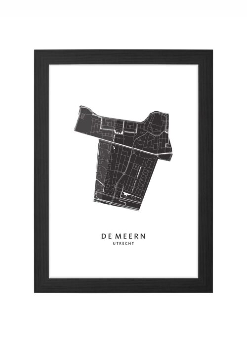 de meern wijkkaart utrecht ingelijst in zwarte lijst