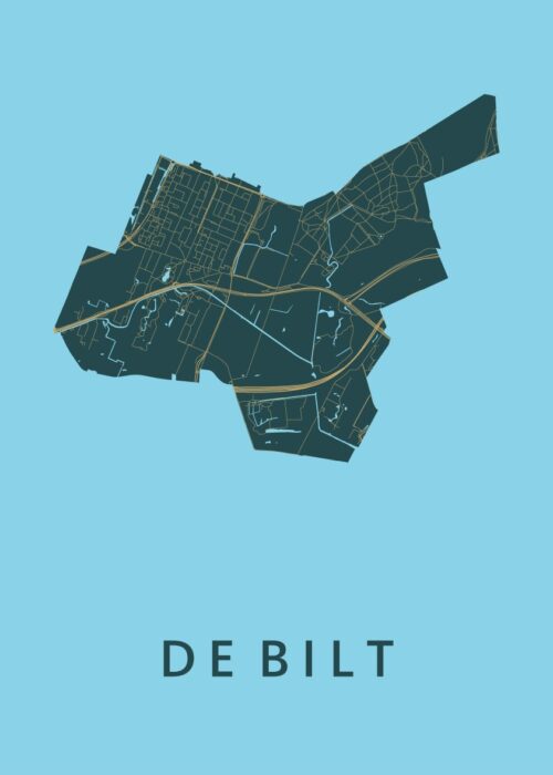 De Bilt Azure Stadskaart Poster Kopen