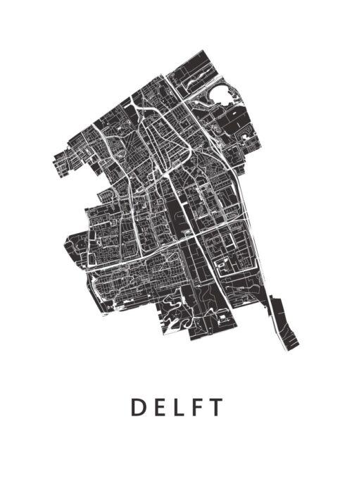 Delft Stadskaart poster White
