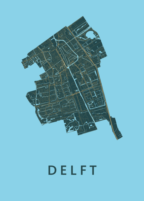 Delft Stadskaart poster Azure