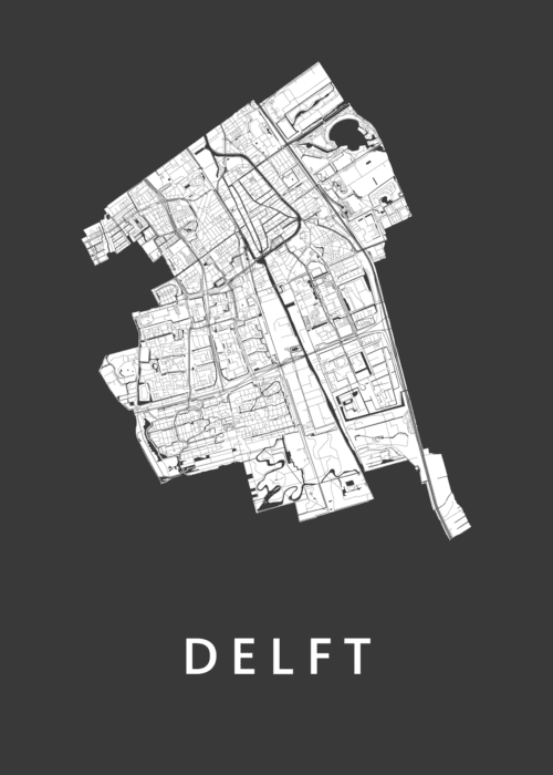 Delft Stadskaart poster Black