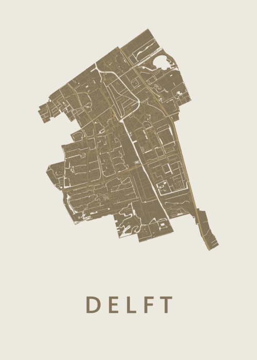 Delft Stadskaart poster Gold