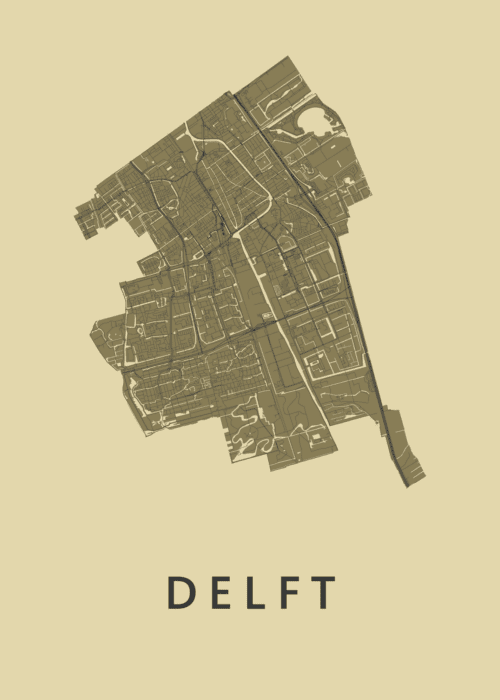Delft Stadskaart poster GoldenRod