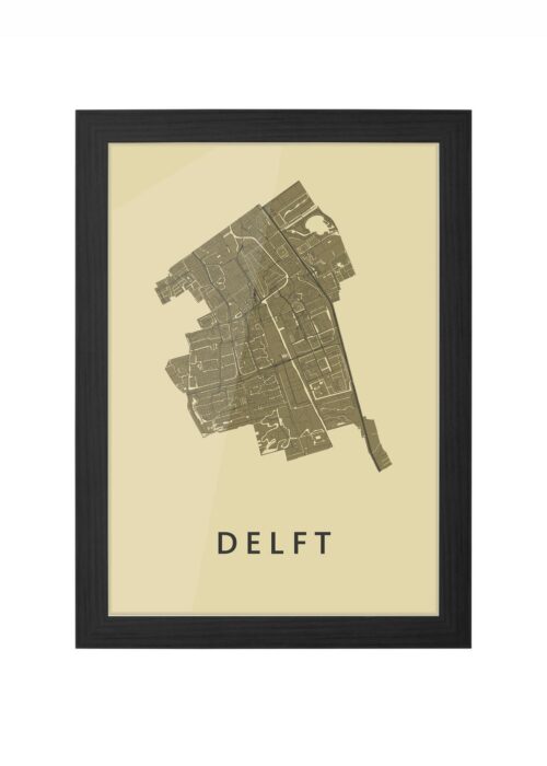delft stadskaart poster ingelijst in zwarte lijst