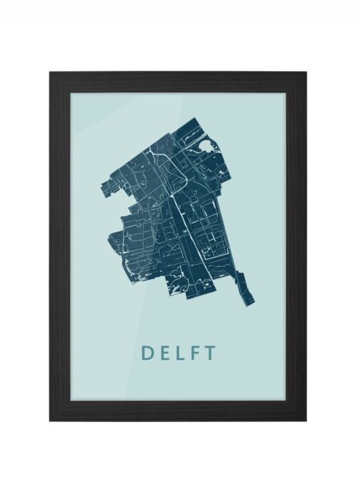delft stadskaart poster ingelijst in zwarte lijst