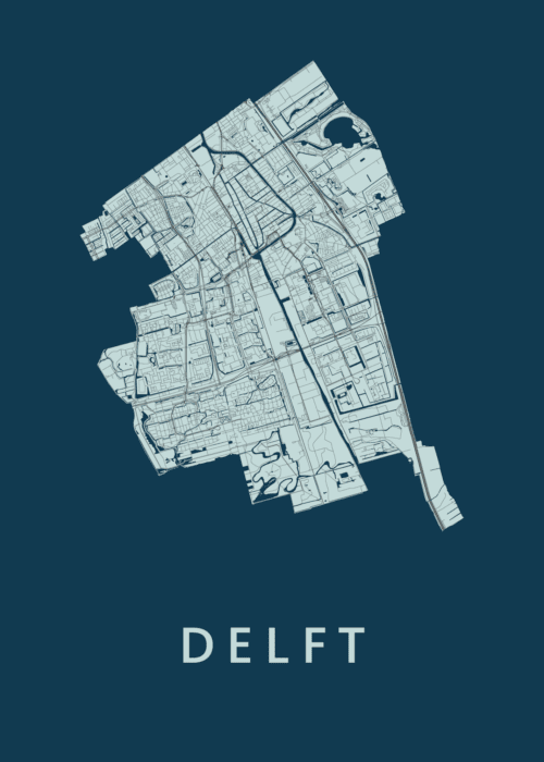 Delft Stadskaart poster Navy