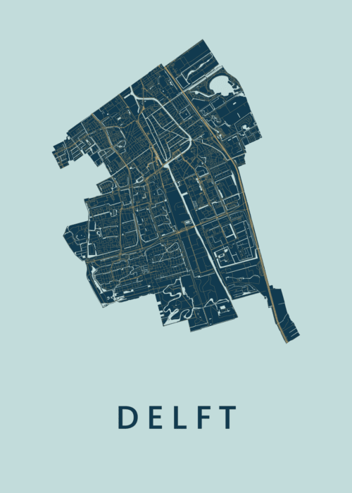 Delft Stadskaart poster Prussian