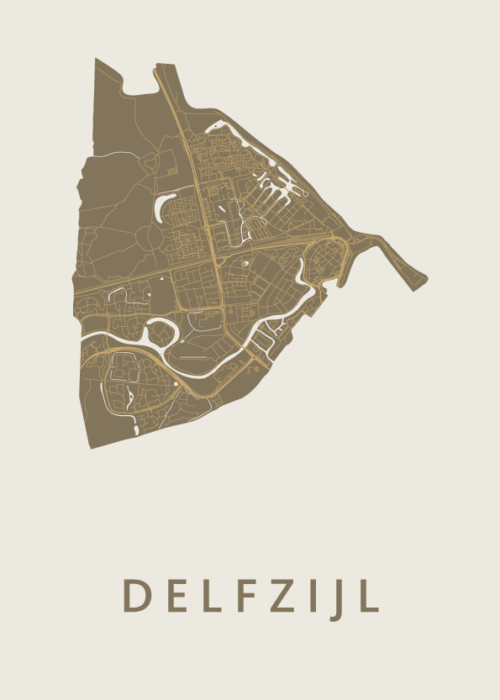 Delfzijl Gold Stadskaart Poster Kopen