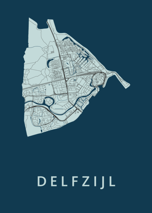 Delfzijl Navy Stadskaart Poster Kopen