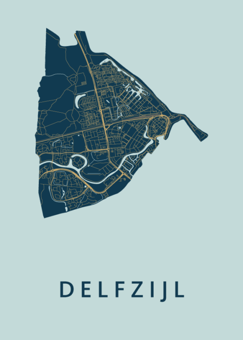 Delfzijl Prussian Stadskaart Poster Kopen