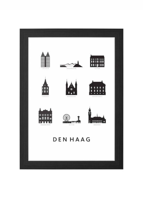 Den Haag - Architectuur Print ingelijst in zwarte lijst