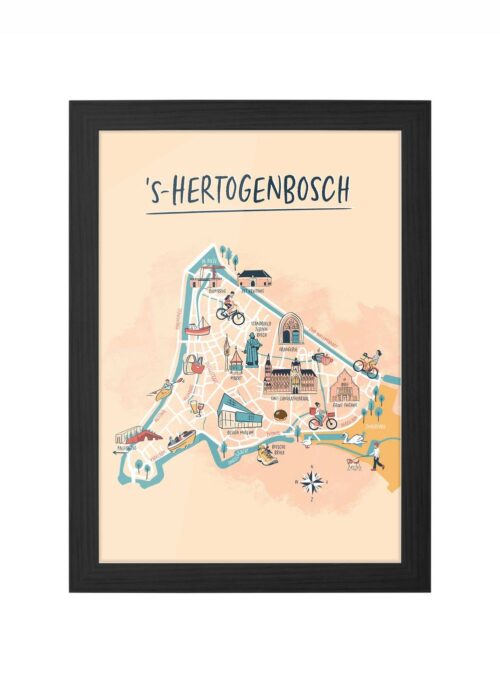's-hertogenbosch poster ingelijst in zwarte lijst