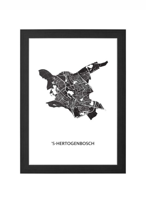 s-hertogenbosch stadskaart poster ingelijst in zwarte lijst