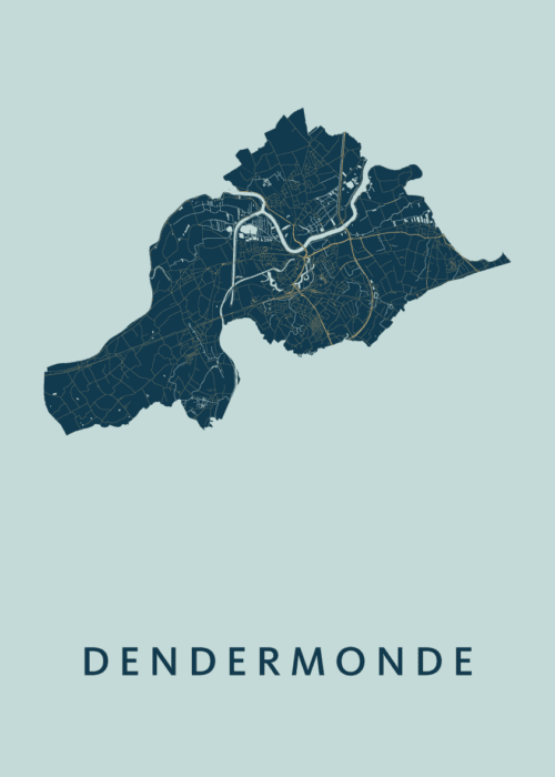 Dendermonde Prussian Stadskaart Poster Kopen