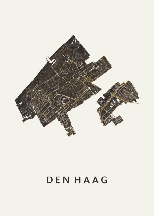 Den Haag Khaki Stadskaart Poster Kopen