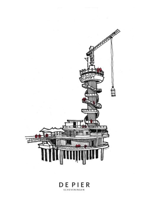 De Pier - Scheveningen lijntekening print
