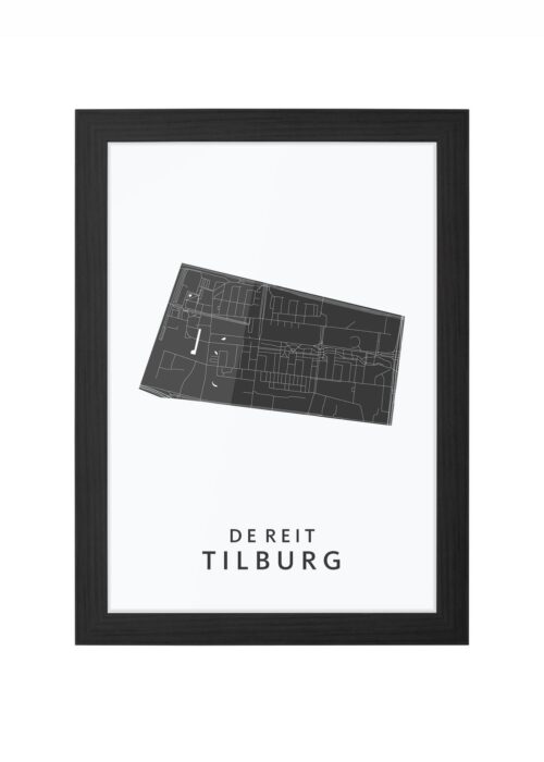 de reit wijkkaart tilburg ingelijst in zwarte lijst