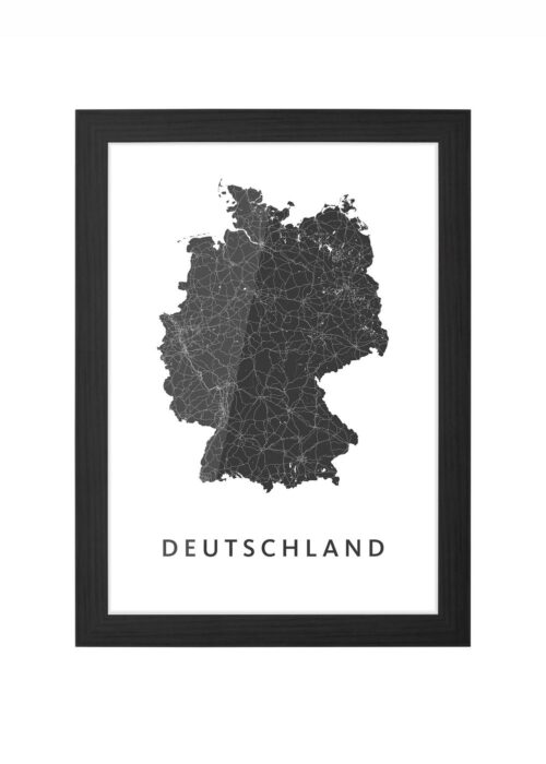deutschland landkaart poster ingelijst in zwarte lijst