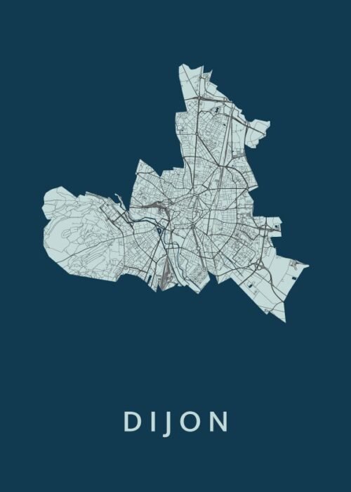 Dijon  Navy Stadskaart Poster Kopen