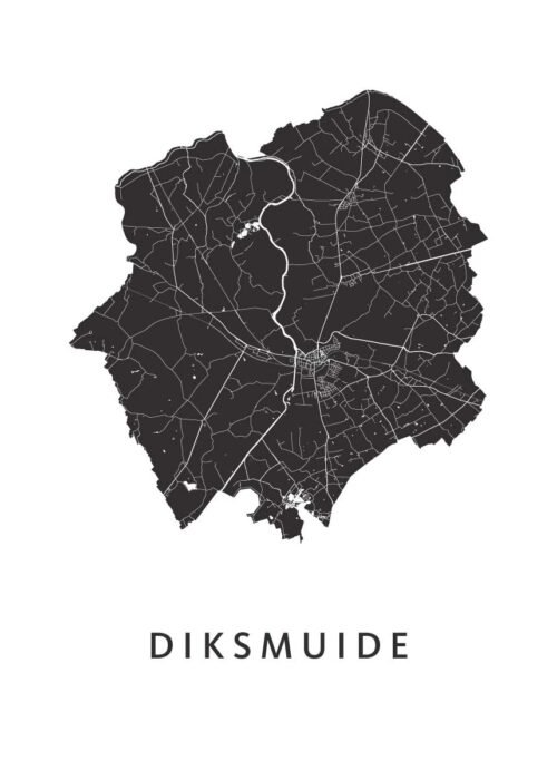 Diksmuide White Stadskaart Poster Kopen