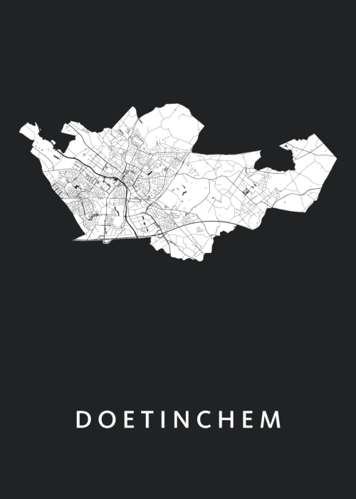Doetinchem Black Stadskaart Poster Kopen