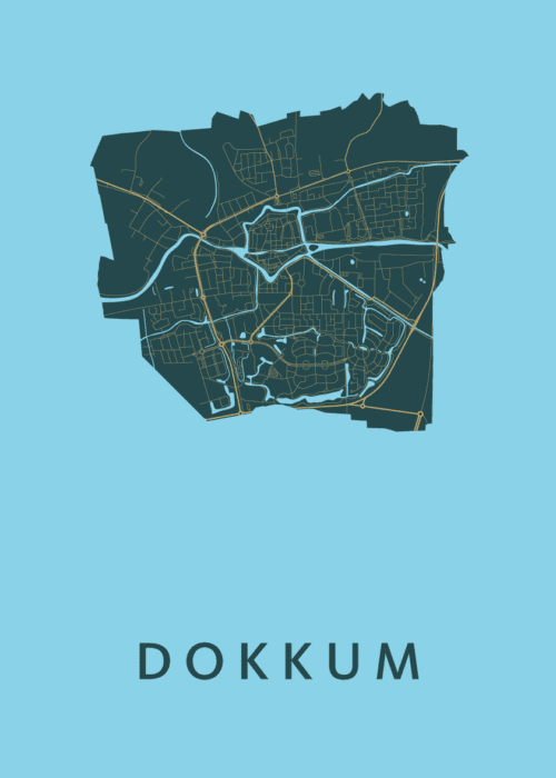 Dokkum Azure Stadskaart Poster Kopen