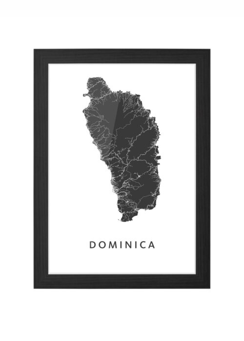 Dominica Eiland kaart | Kunst in Kaart ingelijst in zwarte lijst
