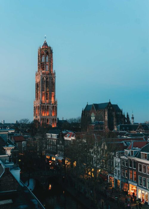 Domtoren bij nacht — Fotografie Poster