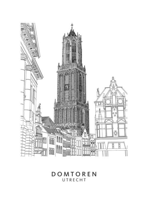 Domtoren - II - Utrecht lijntekening print