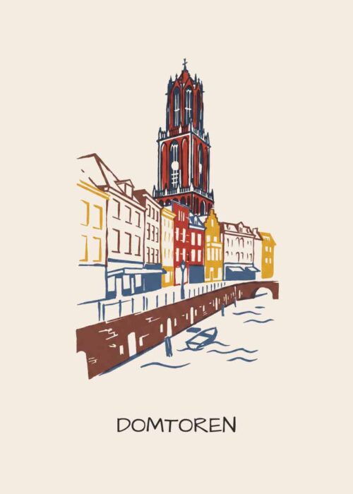 Domtoren Utrecht - Linosnede-stijl