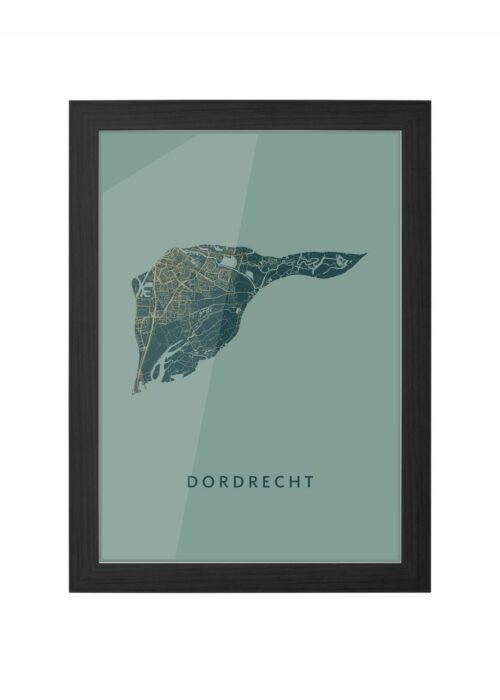dordrecht stadskaart poster ingelijst in zwarte lijst