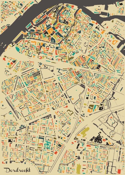 Dordrecht Mozaïek Stadskaart poster