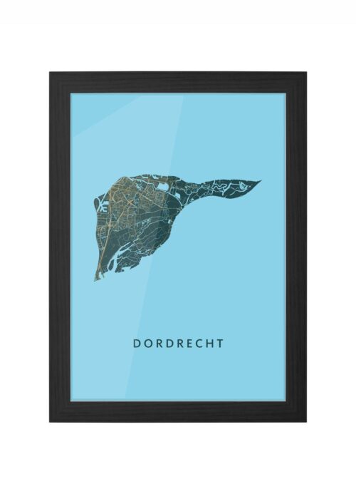 dordrecht stadskaart poster ingelijst in zwarte lijst