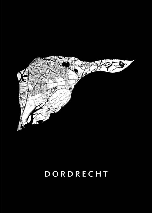 Dordrecht Stadskaart poster Black