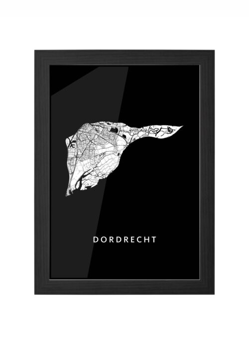 dordrecht stadskaart poster ingelijst in zwarte lijst